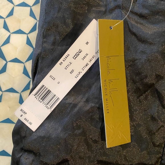 Nicole Miller Crinkle Metallic Strapless Cocktail Dress size 0 - Picture 5 of 6